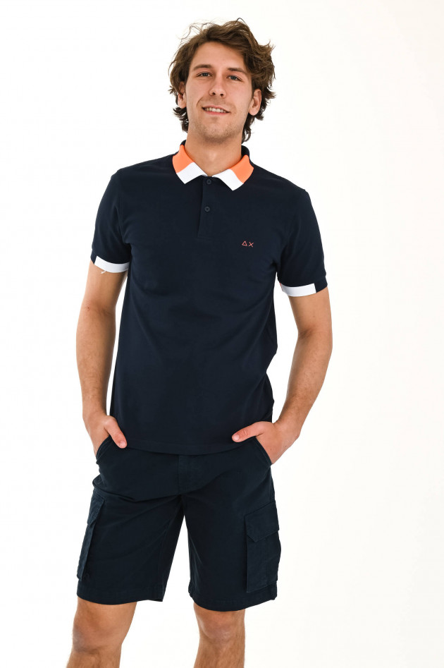 Sun68  Poloshirt mit Kontrast-Details in Navy