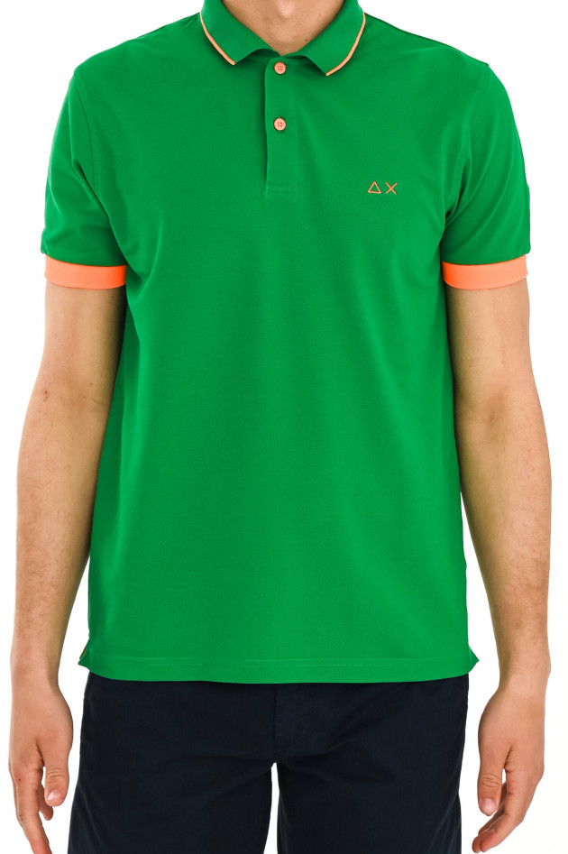 Sun68  Poloshirt mit Neon-Details in Grün