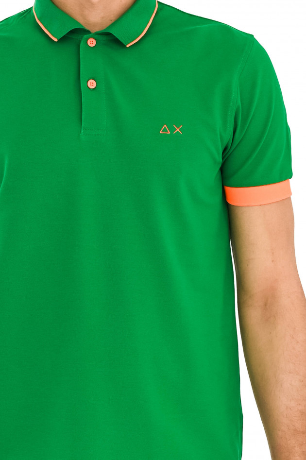 Sun68  Poloshirt mit Neon-Details in Grün