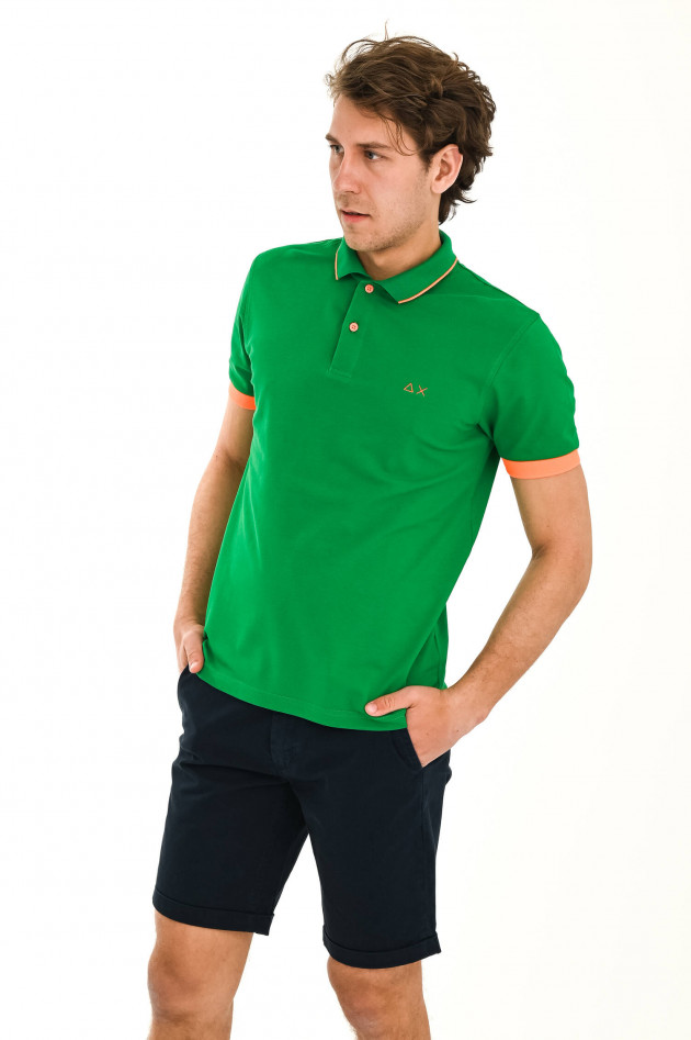 Sun68  Poloshirt mit Neon-Details in Grün