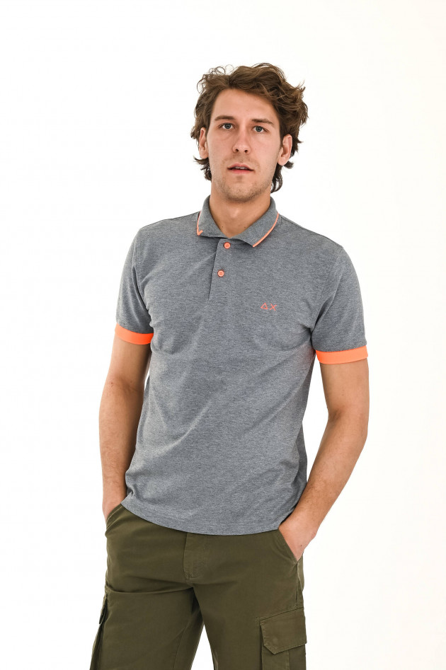 Sun68  Poloshirt mit Neon-Details in Grau