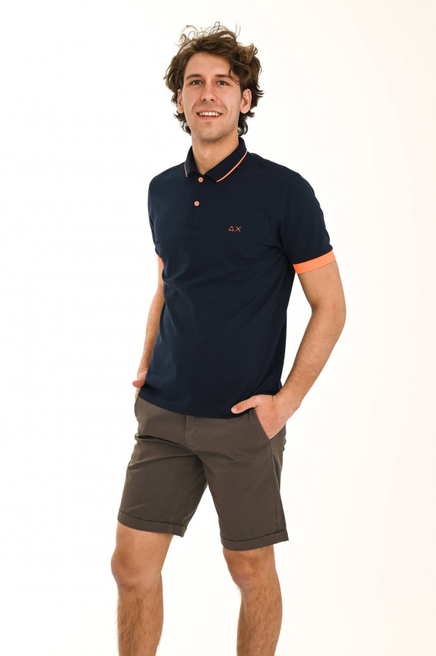 Sun68  Poloshirt mit Neon-Details in Navy