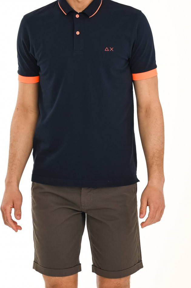 Sun68  Poloshirt mit Neon-Details in Navy