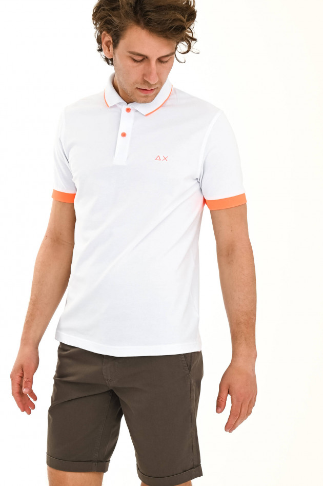 Sun68  Poloshirt mit Neon-Details in Weiß