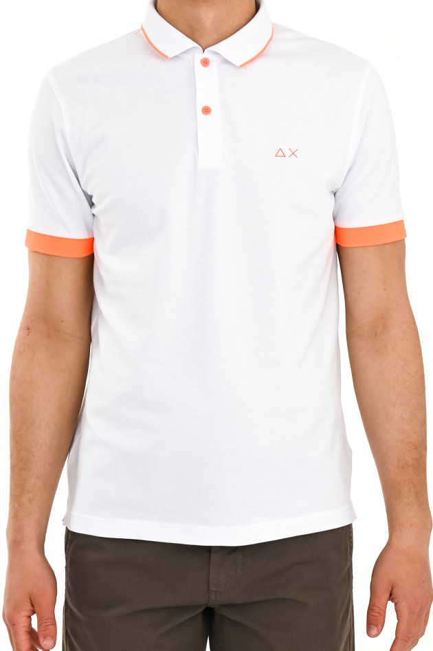 Sun68  Poloshirt mit Neon-Details in Weiß