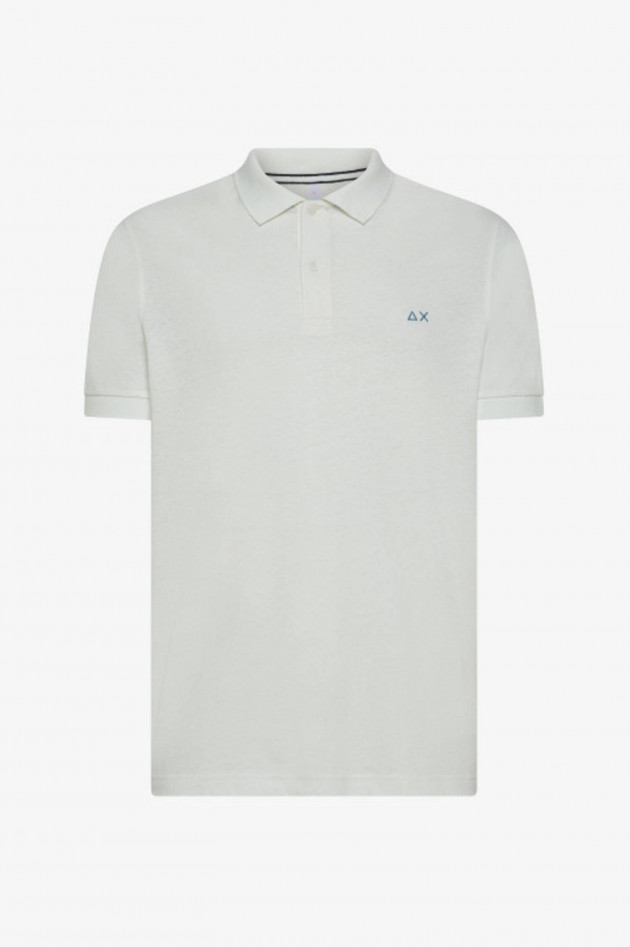 Sun68  Polo-Shirt aus Leinen-Baumwoll-Mix in Bianco