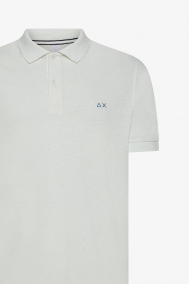 Sun68  Polo-Shirt aus Leinen-Baumwoll-Mix in Bianco