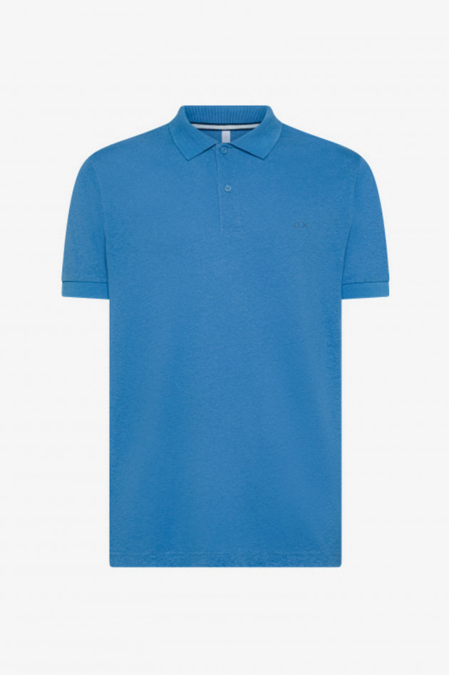 Sun68  Polo-Shirt aus Leinen-Baumwoll-Mix in Avio