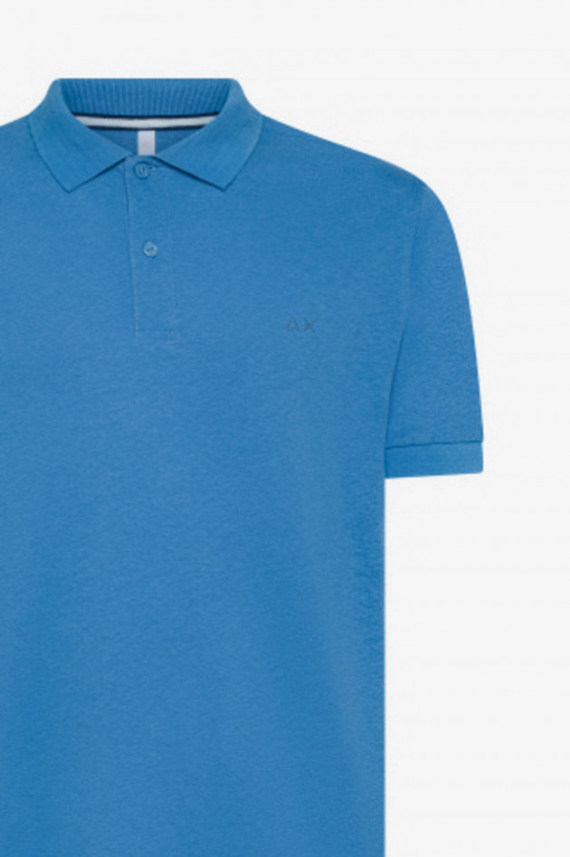 Sun68  Polo-Shirt aus Leinen-Baumwoll-Mix in Avio