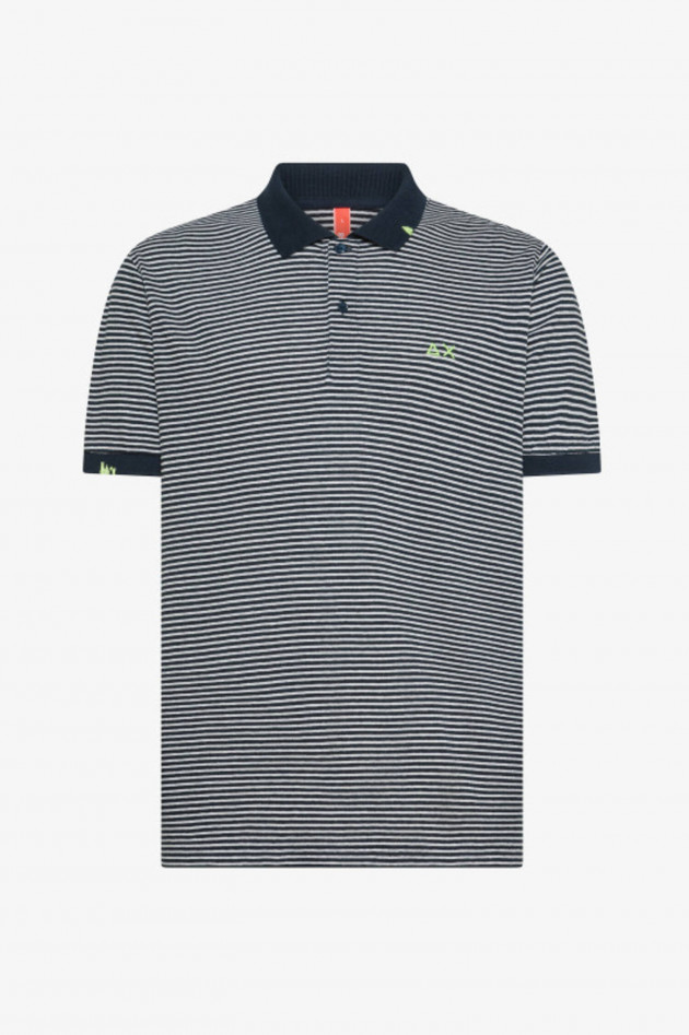 Sun68  Gestreiftes Polo-Shirt in Navy/Bianco