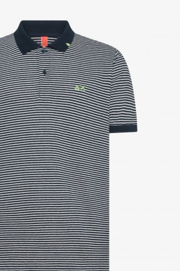 Sun68  Gestreiftes Polo-Shirt in Navy/Bianco