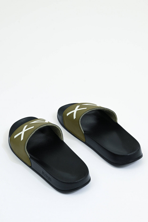 Sun68  Beach Slipper in Schwarz/Khaki