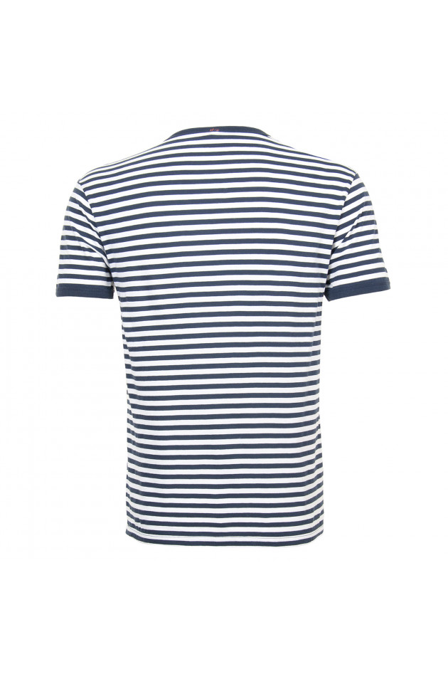 Sun68  Baumwollshirt in Blau/Weiß gestreift
