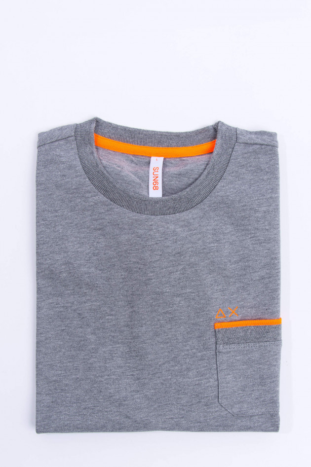 Sun68  Modernes Shirt mit Neon-Detaisl in Grau meliert