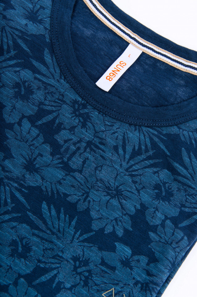 Sun68  Shirt in Navy tropisch gemustert