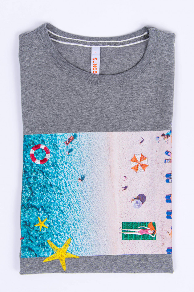 Sun68  T-Shirt BEACH mit Fotoprint in Grau