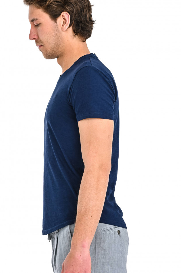 Sun68  T-Shirt mit V-Neck in Navy