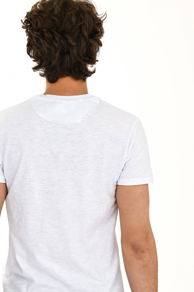 Sun68  T-Shirt mit V-Neck in Weiß