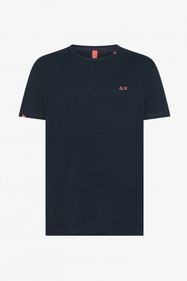 Sun68  Kurzarm-Shirt aus Baumwoll-Leinen in Navy