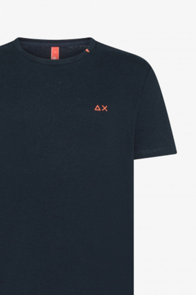 Sun68  Kurzarm-Shirt aus Baumwoll-Leinen in Navy
