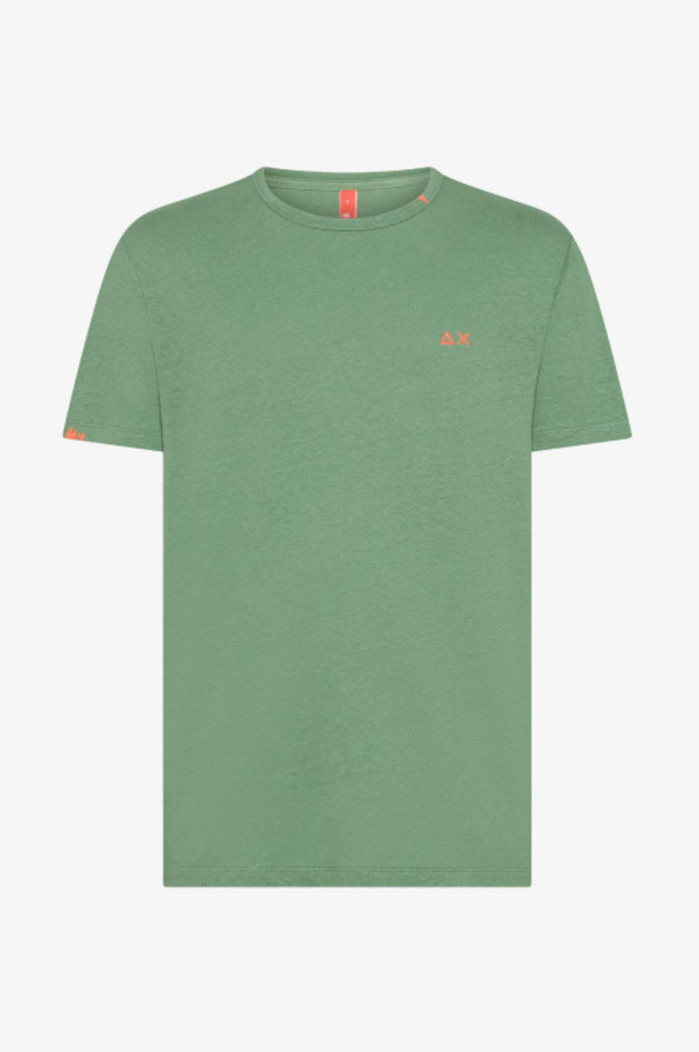 Sun68  Kurzarm-Shirt aus Baumwoll-Leinen in Verde Salvia