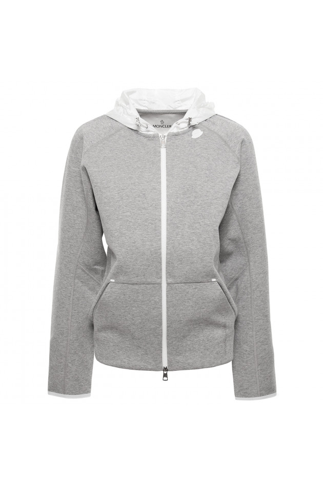 Moncler Sweatjacke in Grau/Weiß