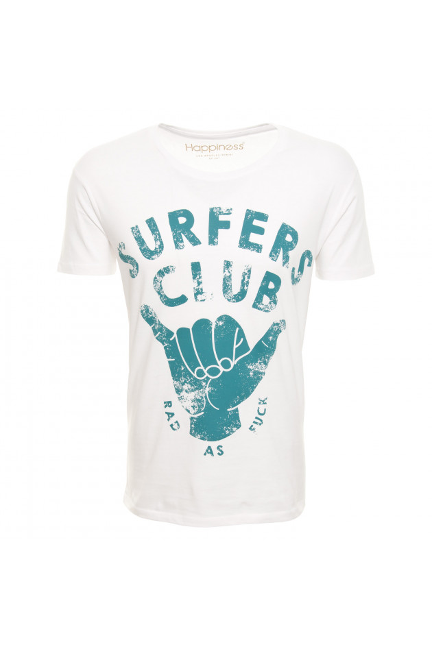 Happiness T-Shirt Surfers Club in Weiß