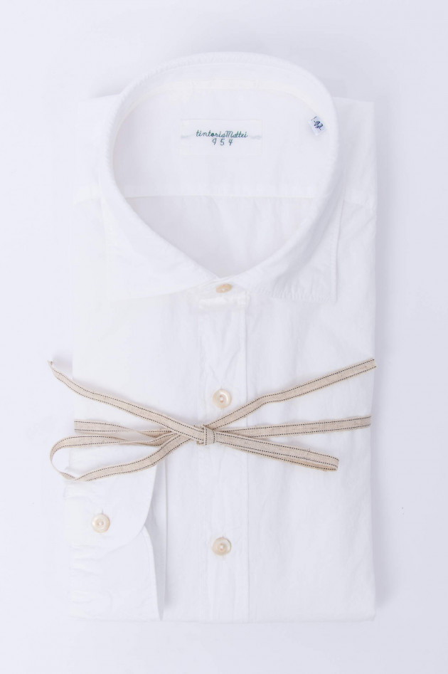 Tintoria Mattei 954 Hemd mit Paper-Touch-Effekt in Weiß
