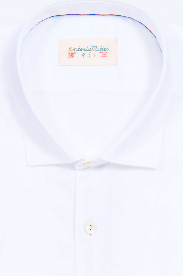 Tintoria Mattei 954 Hemd mit Kontrast-Knopfleiste in Weiß