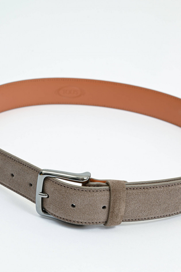 Tod's Gürtel aus Veloursleder in Creta Chiaro