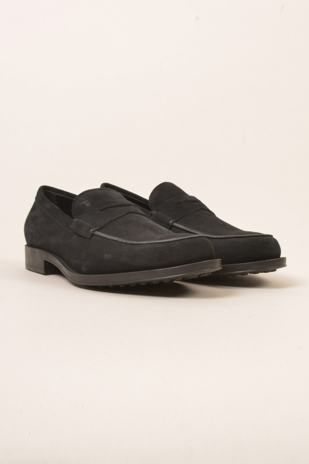 Tod's Loafers aus Veloursleder in Marine