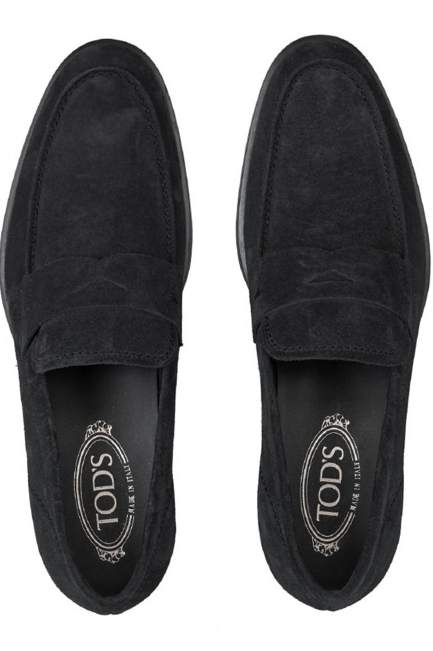 Tod's Loafers aus Veloursleder in Schwarz