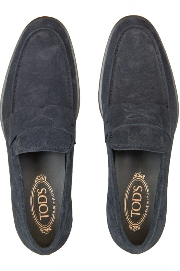Tod's Loafers aus Veloursleder in Navy