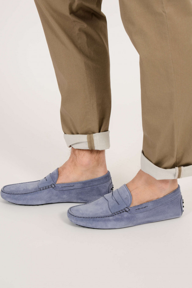 Tod's Mokassins aus Veloursleder in Hellblau