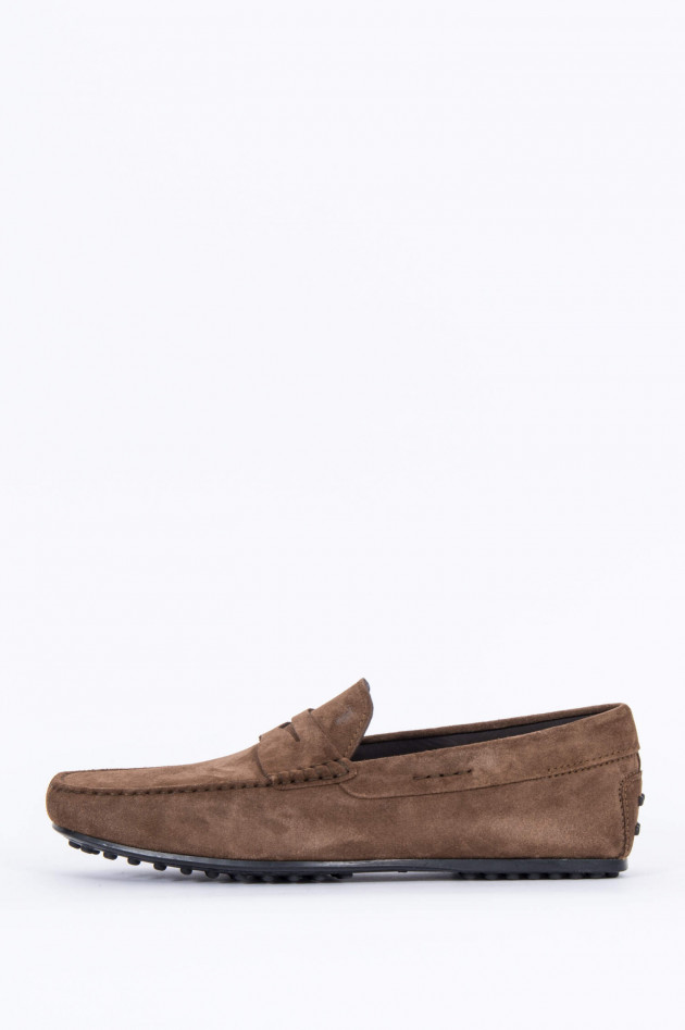 Tod's Loafer aus Veloursleder in Maroni