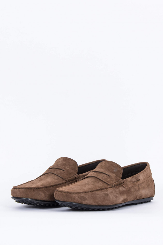 Tod's Loafer aus Veloursleder in Maroni