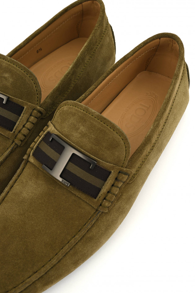 Tod's Veloursleder-Loafer in Oliv