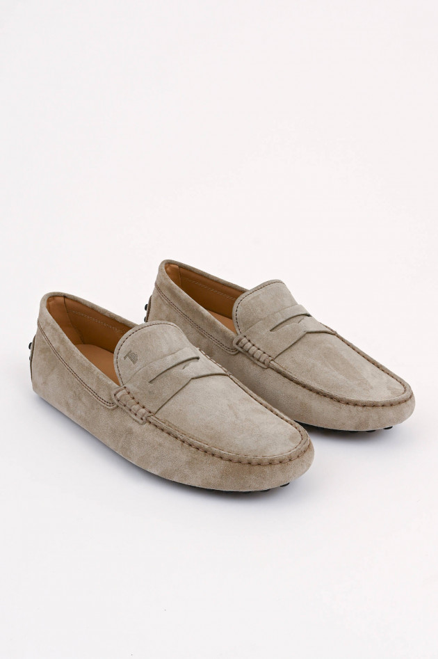 Tod's Mokassins aus Veloursleder in Greige