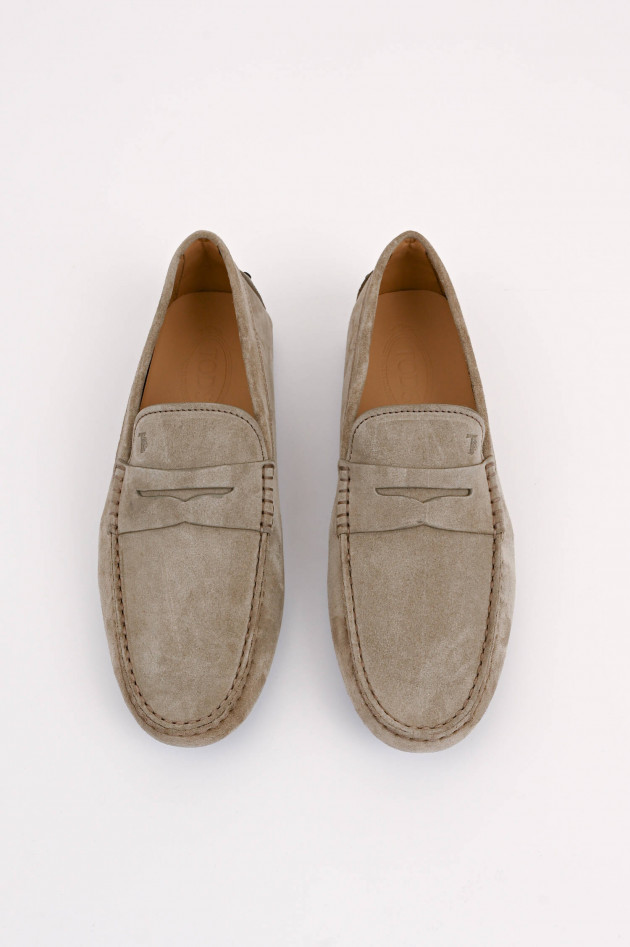 Tod's Mokassins aus Veloursleder in Greige