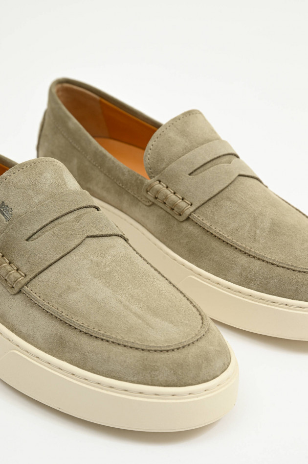 Tod's  Slipper-Loafer aus Veloursleder in Taupe