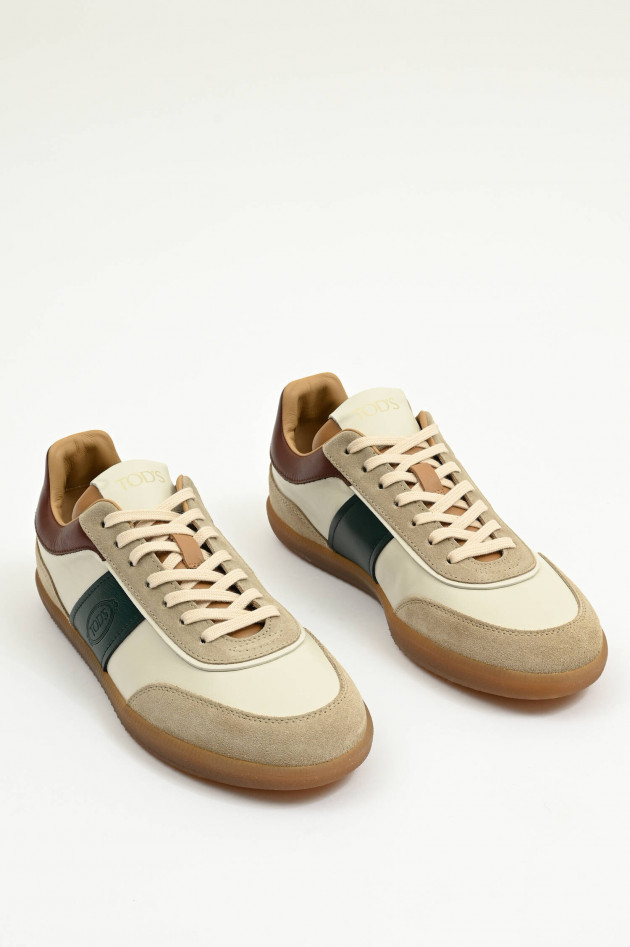 Tod's Sneaker ALLACCIATA T in Weiß/Taupe/Grün