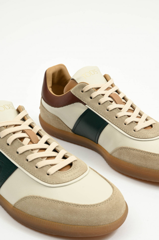 Tod's Sneaker ALLACCIATA T in Weiß/Taupe/Grün