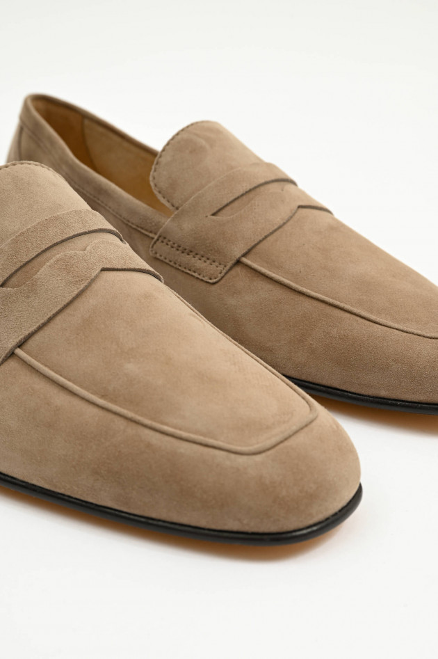 Tod's  Loafer aus Veloursleder in Taupe