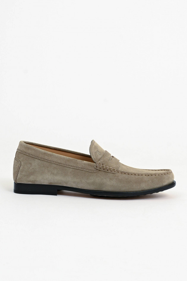 Tod's Mokassins aus Veloursleder in Taupe