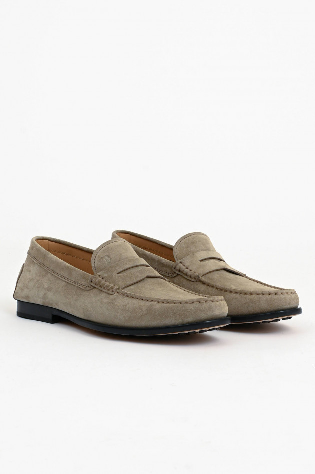 Tod's Mokassins aus Veloursleder in Taupe