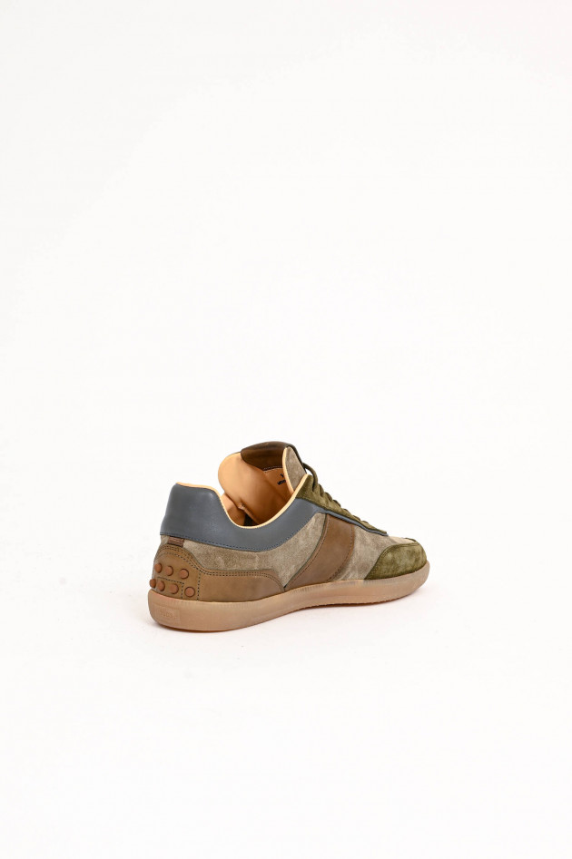 Tod's Tabs Sneaker aus Veloursleder in Oliv/Grau/Braun