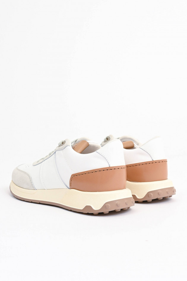 Tod's Sneakers aus Material-Mix in Weiß/Hellgrau/Braun