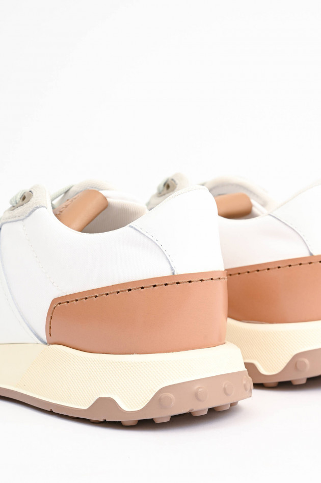 Tod's Sneakers aus Material-Mix in Weiß/Hellgrau/Braun
