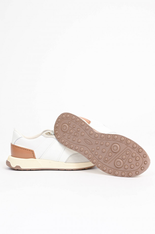 Tod's Sneakers aus Material-Mix in Weiß/Hellgrau/Braun