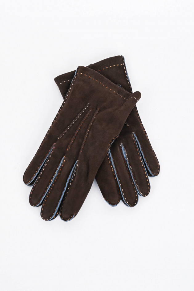 TR Handschuhe Wien Handschuhe aus Veloursleder in Braun